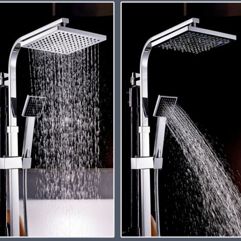 Auralum Système de Douche Carré Colonne de Douche avec Mitigeur Colonne de Douche Thermostatique Design Unique Système de Douche Corps en Laiton