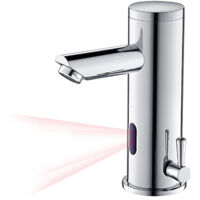 Auralum Mitigeur Lavabo Infrarouge Electronique Eau Froide et Chaude Mitigeur Automatique Laiton Chrome Robinet Automatique de Lavabo pour Salle de Bain