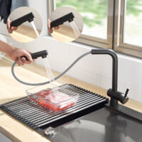 CECIPA Robinets de cuisine avec douchette extractible, levier unique rotatif à 360, Mitigeur d'évier de cuisine, 2 modes de pulvérisat