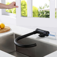 Lonheo Mitigeur Cuisine Rabattable Noir Pivotant à 360°, Robinet de Cuisine avec Poignée Pliable Contre Fenêtre, Robinet Mitigeur Evier Acier Inox Eau Chaude et Froide pour Cuisine