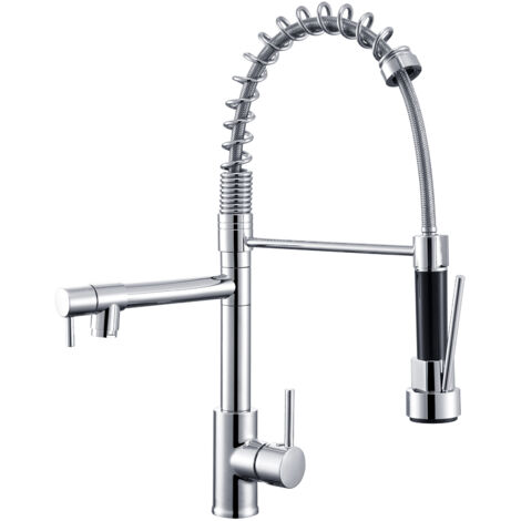 Grifo de cocina monomando con caño extraíble 360 ° giratorio Mezclador de Fregadero con 2 Tipos de Salida de Agua Grifo de Fregadero Monomando