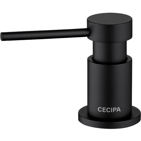 CECIPA MAX Dispensador de Jabón de Cocina con Contenedor de 300 ML + Manguera de Extensión de Silicona de 1,25 m - Dispensador de Jabón Para Fregadero de Cocina Bajo Cubierta - Negro
