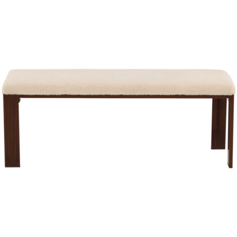 Banc en tissu bouclette et bois L120cm - Écru - Chester (1/5)