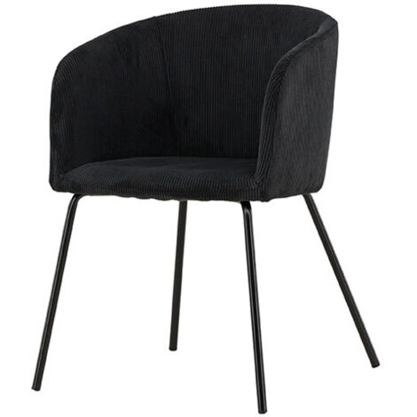 Berit chaise de salle à manger avec accoudoirs velours noir. (1/5)