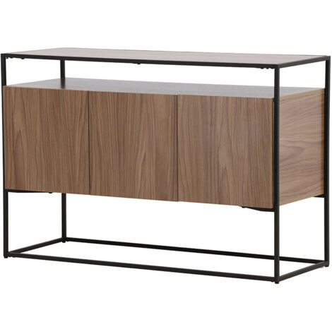 Buffet 3 portes en bois et métal L120cm - Bois foncé - Kingsport (1/5)