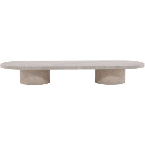 Ebuy24 – Table basse ovale effet marbre 190x60cm – MDF beige avec veinures – Design scandinave moderne – Installation facile