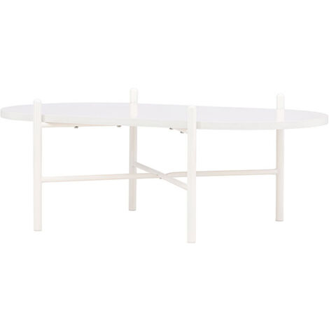 Table basse ovale en bois 120x65,5cm - Blanc - PUEBLO (1/5)