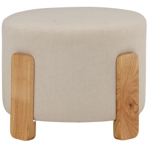 Pouf rond en tissu ø52,5cm - Écru - COFFEY (1/5)