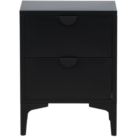 Table de chevet 2 tiroirs en métal - Noir - Piring (1/5)