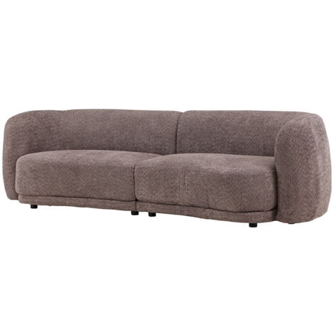 Canapé droit arrondi 3,5 places en tissu et métal - Taupe - Cielo (1/5)