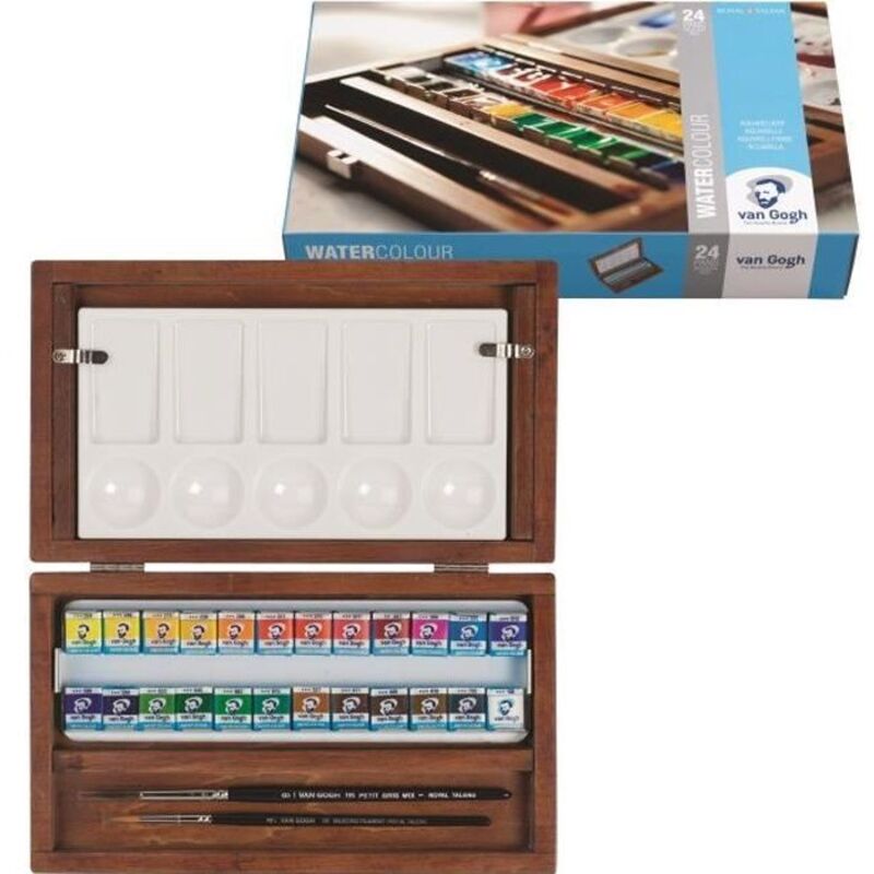 Kit Aquarelle 24 Demi-Godets et Accessoires - Pébéo