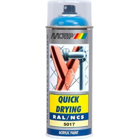 PEINTURE SECHAGE RAPIDE RAL ACRYL RAL5017 BRILLANT AEROSOL 400ML MOTIP