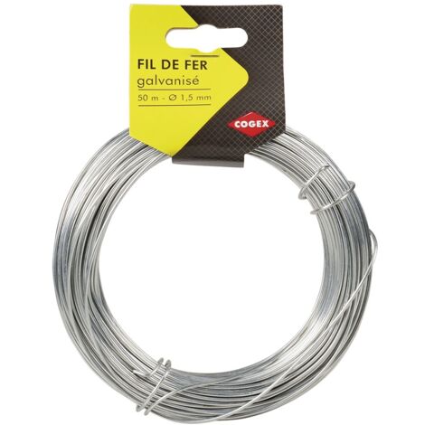 Fil de fer galvanisé - COGEX - 50m - Diamètre 1,5mm - Acier galvanisé - Résistant - Souple (1/4)