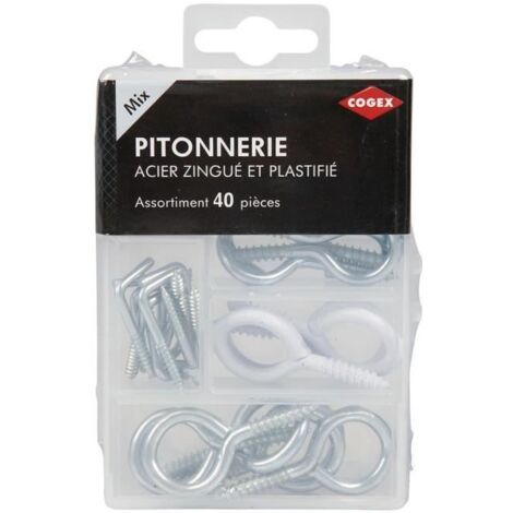 COGEX Pitonnerie assortie (Gonds, pitons, crochets galavnisés et plastifiés) - 40 pcs (1/3)