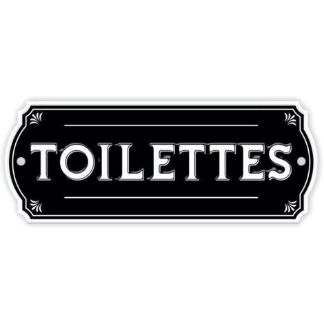 Plaque de porte en métal pour toilettes – Décoration murale noire – Design en relief – Installation facile avec vis ou adhésifs (1/3)