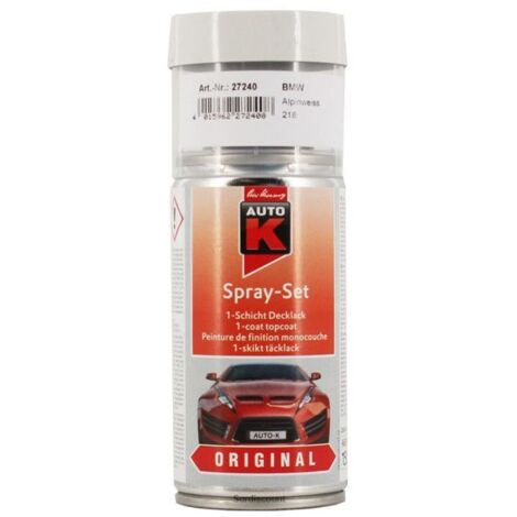 Peinture aérosol - AUTO K - 218 ALPIN WEISS - Blanc - 150 ml - Réparation carrosserie BMW (1/4)
