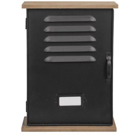 Armoire à clés vintage en métal et bois MDF – 6 crochets – Dimensions 27,5 cm (H) x 20 cm (L) x 6 cm (P) – Pour entrée ou bureau