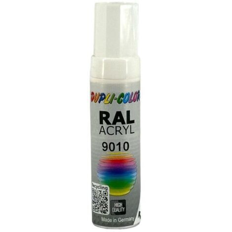 Stylo de retouche peinture acrylique - Blanc pur - RAL 9010 - Mat - Tous supports - Duplicolor