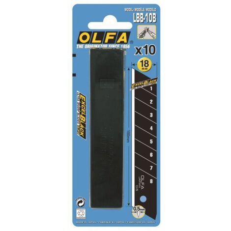 Lames - LOUTIL PARFAIT - DISTRIBUTEUR 10 LAMES NOIRES OLFA 18 MM - 18 mm