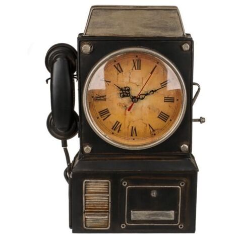 Pendule faux téléphone en métal – Dimensions 26 x 35.5 cm – Décoration intérieure vintage – Boîte à clé et tiroir de rangement – Out Of The Blue (1/5)