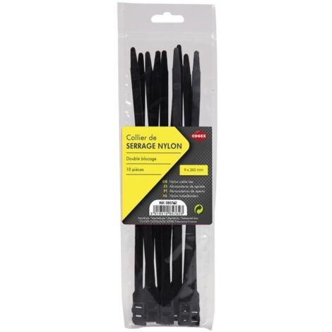 COGEX Collier de serrage nylon large - Noir - 9x260 mm - 10 pcs (1/2)