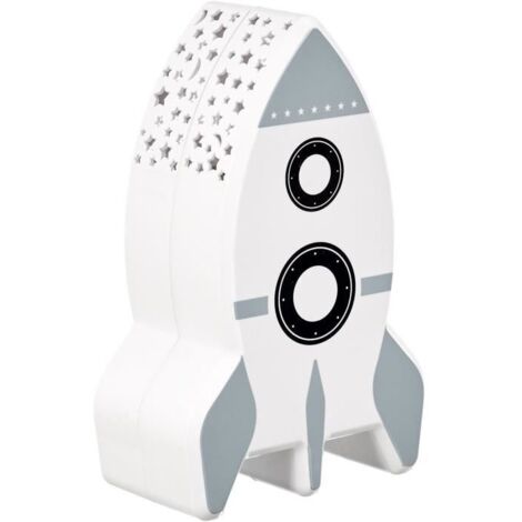 Home Deco Kids LA11044 Lampe veilleuse Enfant Projection murale ciel étoilé Fusée Blanc gris et noir Plastique H15 x 5,7 x 9,5 cm (1/5)