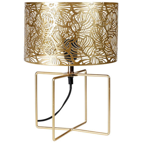 Lampe à poser Calathéa – Métal doré – Dimensions 25x25x35 cm – Éclairage chaleureux pour salon ou chambre – Ostaria