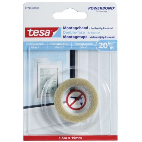 TESA Double-face de fixation - Pour verre et surfaces transparentes - Charge supportée : 20 Kg / m (1/3)