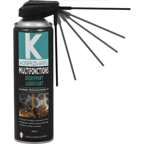 Dégrippant lubrifiant 500ml – Protection contre la corrosion – Effet hydrofuge pour matériels électriques – Compatible matériaux non ferreux – Karzhan