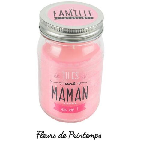 Dites-le avec des mots MO0156 Bougie parfumée Bocal Tu es une Maman en or Senteur fleurs de printemps Verre Rose D7,8xH13cm (1/5)