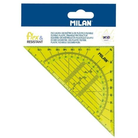 Équerre rapporteur - Milan - 14cm - Plastique résistant - Jaune