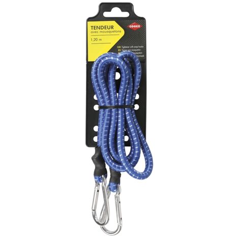 Tendeur élastique - Avec 2 mousquetons en métal - Longueur de 1,20 m - Cogex (1/4)