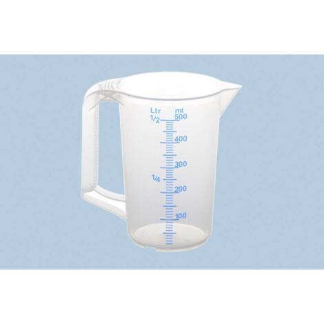 Pichet doseur 500ml – Transparent – Polypropylène – Résistance chimique élevée – Échelle moulée pour dosage précis – Umeta