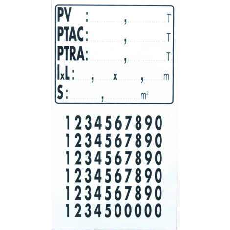 Maxter – Plaque de tare remorque 145 x 125 mm – Adhésif avec chiffres collants/décollants – Conformité légale pour remorques