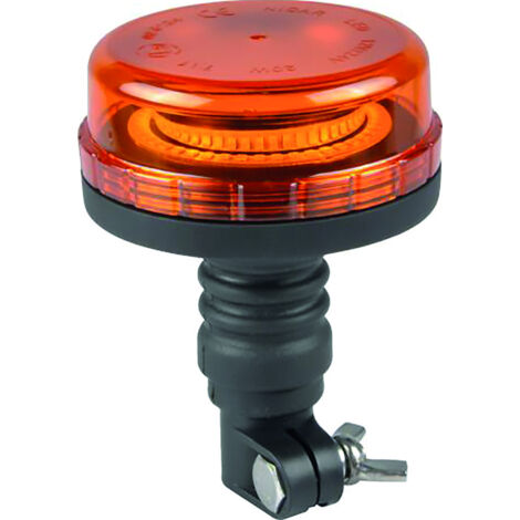 Gyrophare LED extra plat double flash IP66 – 12/24V – 20W – Fixation sur tige flexible – Homologué R65-R10 pour véhicules d'urgence – Sodiflash