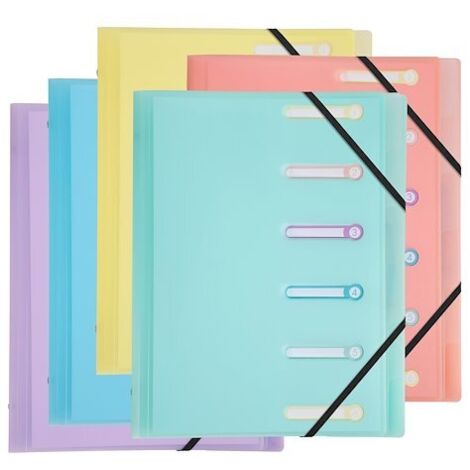 Trieur plastique Chromaline Exacompta 3 rabats 6 divisions - couleurs assorties - Lot de 10 (1/3)