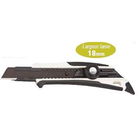 Cutter - TAJIMA - RAZAR BLACK - Lame noire 18mm - Gainé élastomère - Aileron pour ouverture des pots et cartons (1/5)