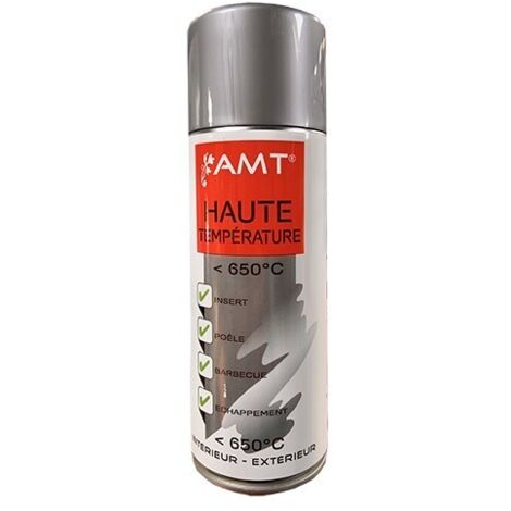 Bombe de peinture aérosol haute température gris 0,330 L – Peinture siliconée jusqu'à 650 °C – Pour surfaces métalliques exposées à la chaleur – AMT - BPM05
