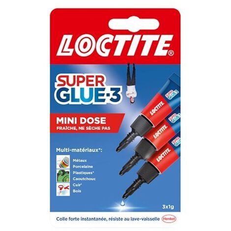 Colle glue liquide tube Super Glue 3 Ultra Gel permanente 1 gr - Lot de 3