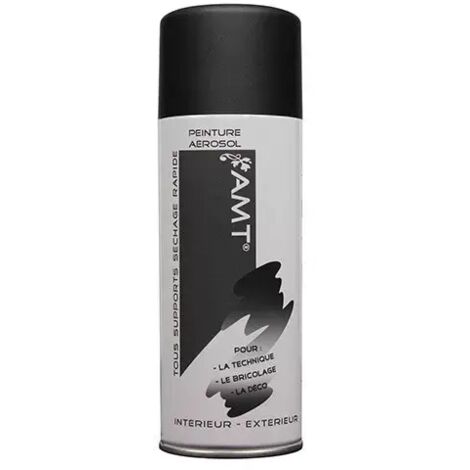 Bombe de peinture aérosol noir mat 400ml – Peinture acrylique pour bois, métal et toile – Application facile à 20-30 cm – AMT - BPA01