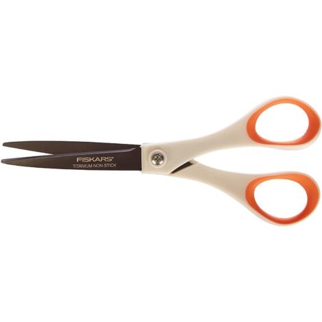 Fiskars – Ciseaux universels 18 cm – Lame titane antiadhésive pour coupe nette – Poignées ergonomiques Softgrip – Pour papier et tissus (1/4)