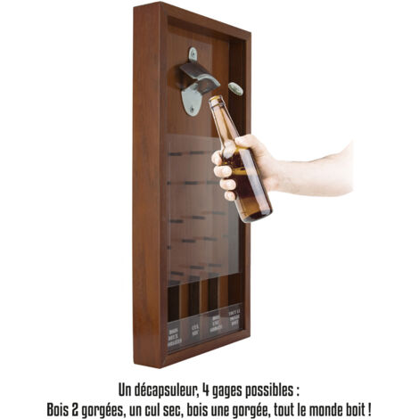 Jeu à boire décapsuleur MDF – 4 gages amusants – Hauteur 39,5 cm – Pour soirées entre amis et convivialité – Mister Gadget (1/5)