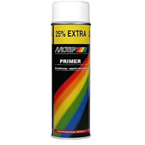 Apprêt blanc 500ml – Bombe de peinture aérosol – Séchage rapide 5-10 min – Grande résistance à la corrosion – Pour surfaces bois et métal – Motip (1/2)