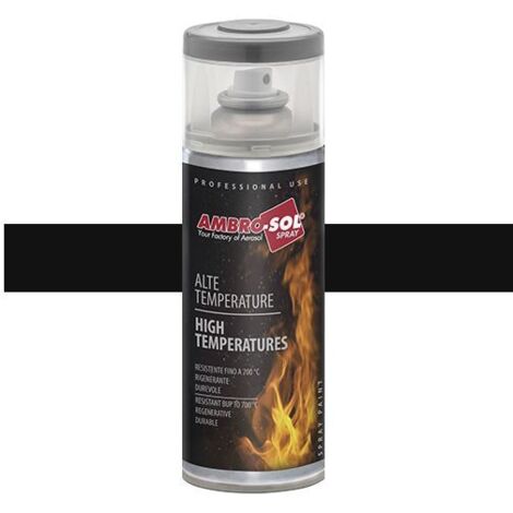 Peinture haute température - AMBRO-SOL - V400TEMP.7 - Noir brillant - 400 ml - Résistance 650°C (1/2)