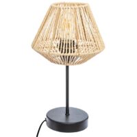 Atmosphera – Lampe à poser métal noir H 34 cm – Abat-jour en papier tressé – Compatible E27 jusqu'à 40W – Longueur câble 150 cm