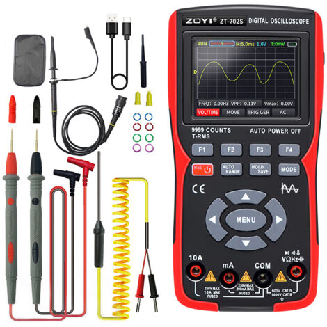 Multimètre Oscilloscope numérique 2 en 1, taux d'échantillonnage 48MSa/s, bande passante 10Mhz, 9999 points, True RMS, écran couleur IPS 2.8 pouces (1/5)