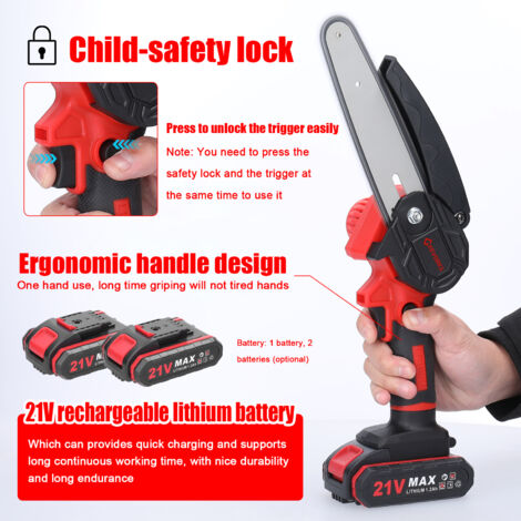Scies électriques Portables 21V 6 Pouces, Petite Tronçonneuse Rechargeable Pour Fendre Le Bois, Outil De Travail Du Bois à Une Main Pour Jardin Orchar