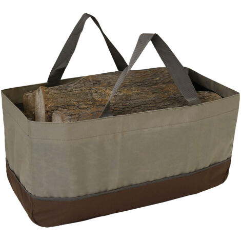 Porte-bûches de bois de chauffage Grand sac de bois de chauffage Toile de cire Porte-bûches Fourre-tout Haute capacité Durable Sac de support de bois de chauffage Accessoires de cheminée (1/5)