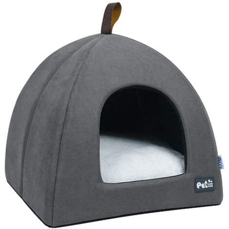 Lit pliable pour chat, maison respirante pour chat, tente intérieure pour animaux de compagnie, lit pour chien avec tapis, Gris,S (1/5)