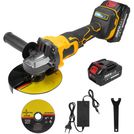Outil de meuleuse d'angle meuleuse d'angle sans fil 18V 10000 tr/min moteur sans balais puissant pour couper le polissage avec poignée auxiliaire, Prise UE et 2 batteries (1/5)